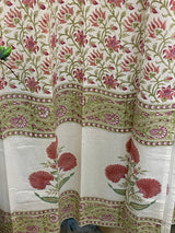 Set of 2 Hand Block Printed Cotton Canvas Curtain