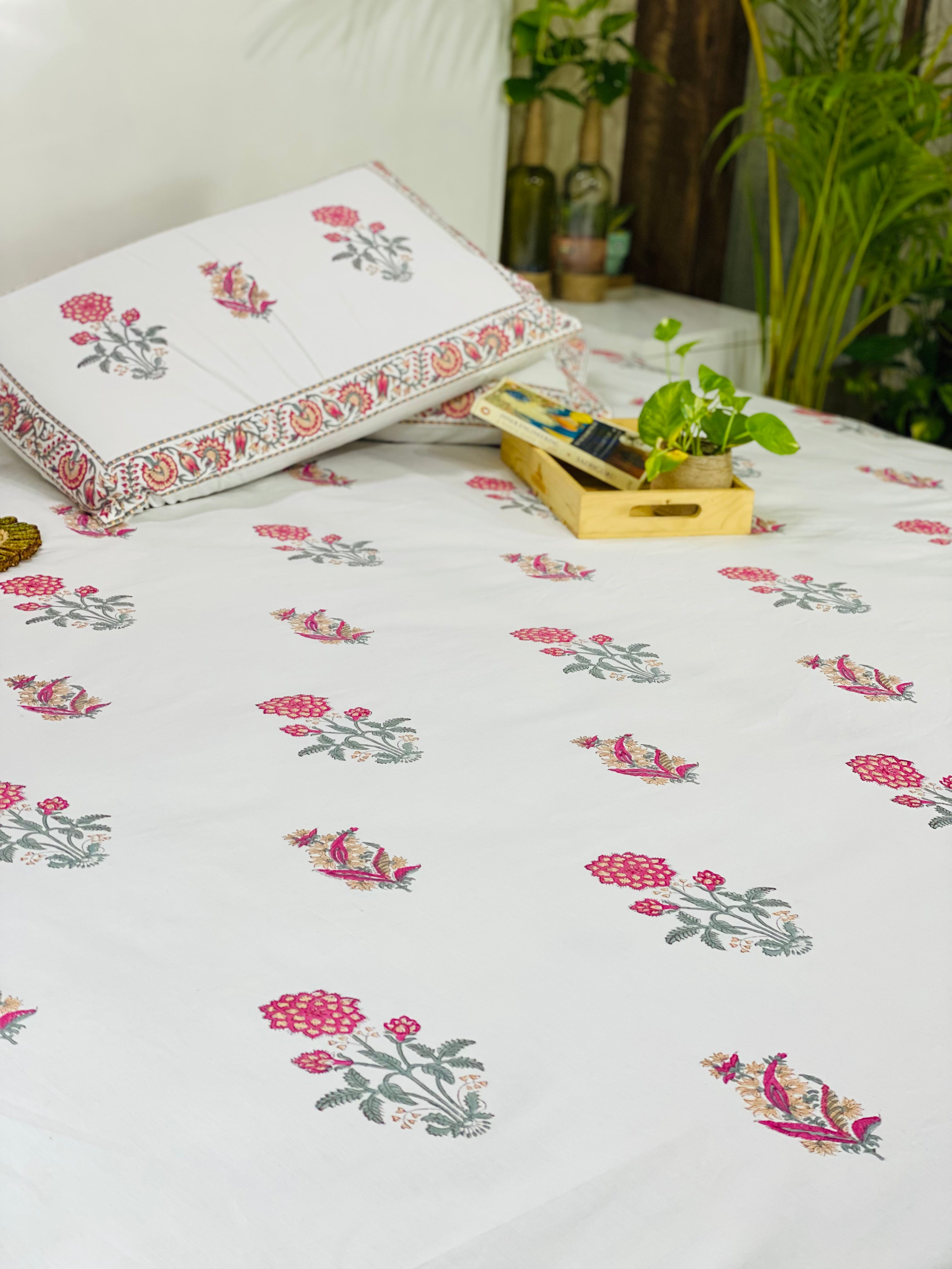 Hand Blockprinted Cotton Bedsheet -King Size (108*108 inches)