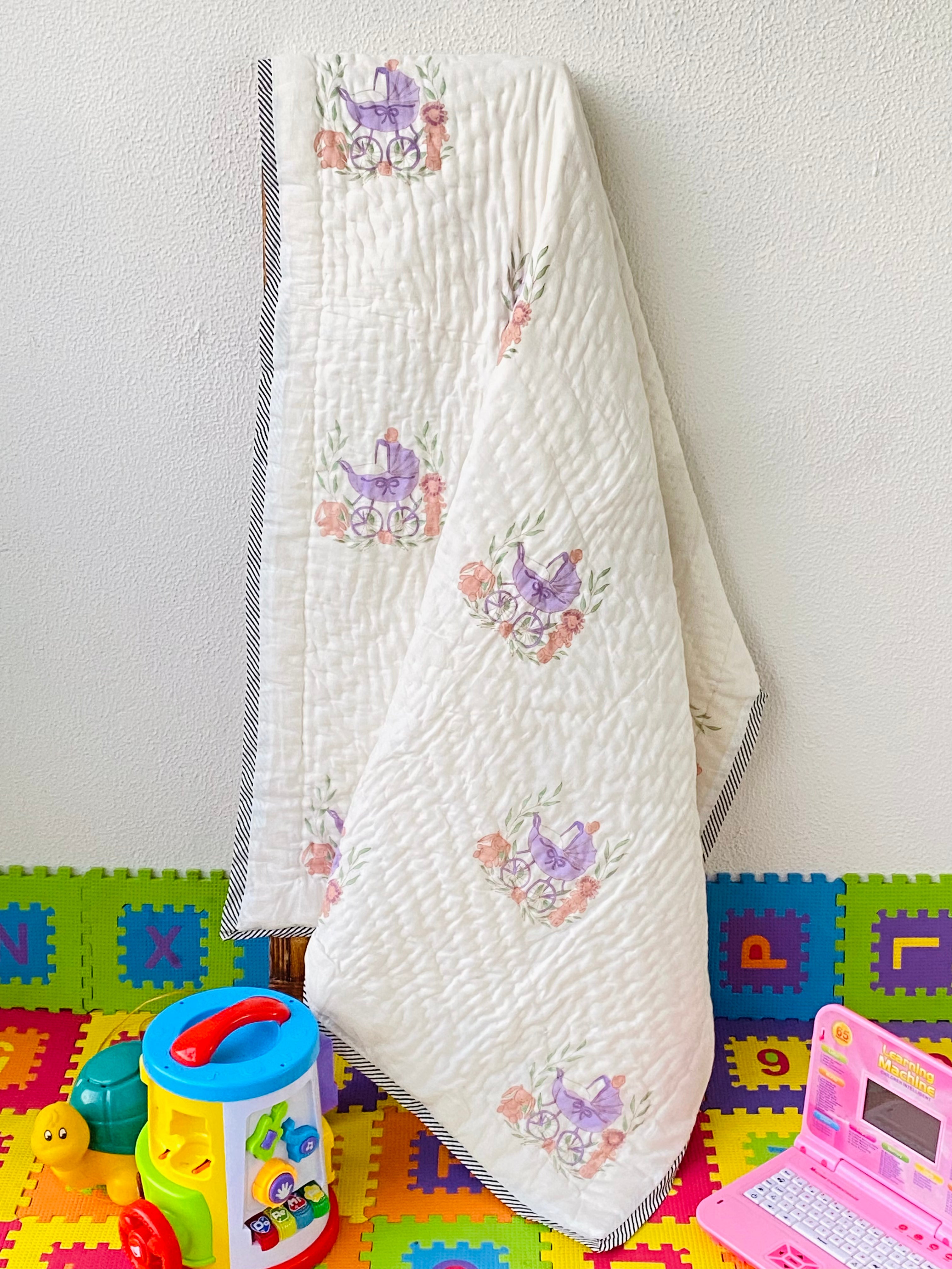 Kids Quilt- Blockprint Cotton Reversible (60*40 inches)
