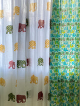 Set of 4 Blockprint Sheer Cotton Curtain