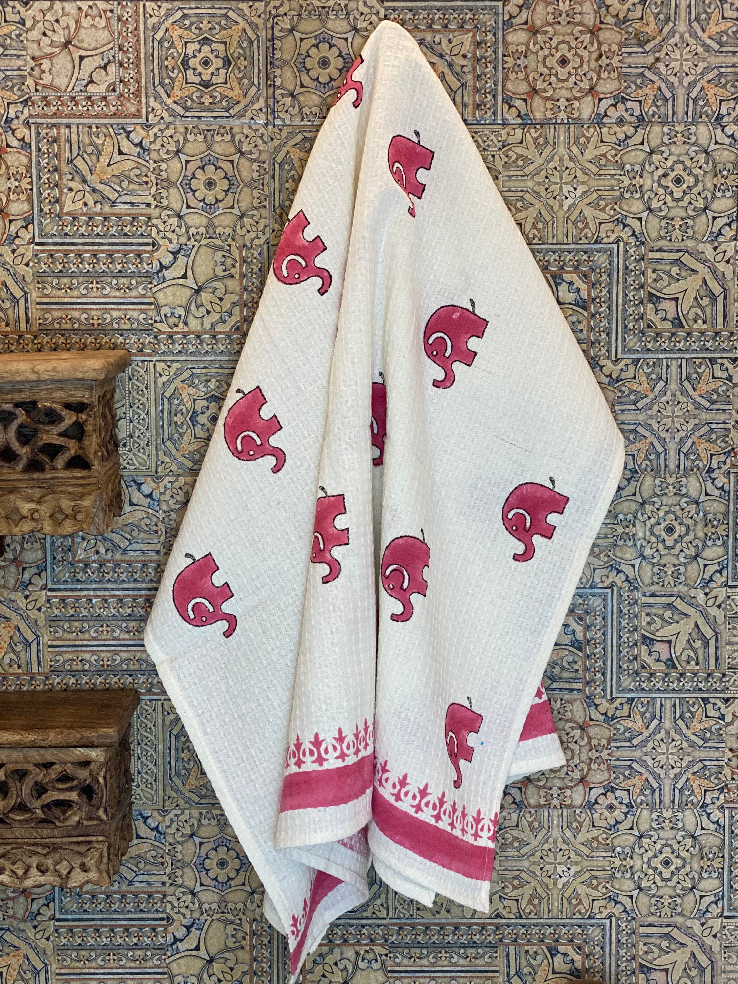 Handblock print fine cotton towel