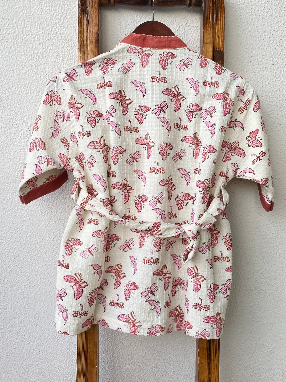 Butterfly Kids Bathrobe-Cotton Waffle Blockprint