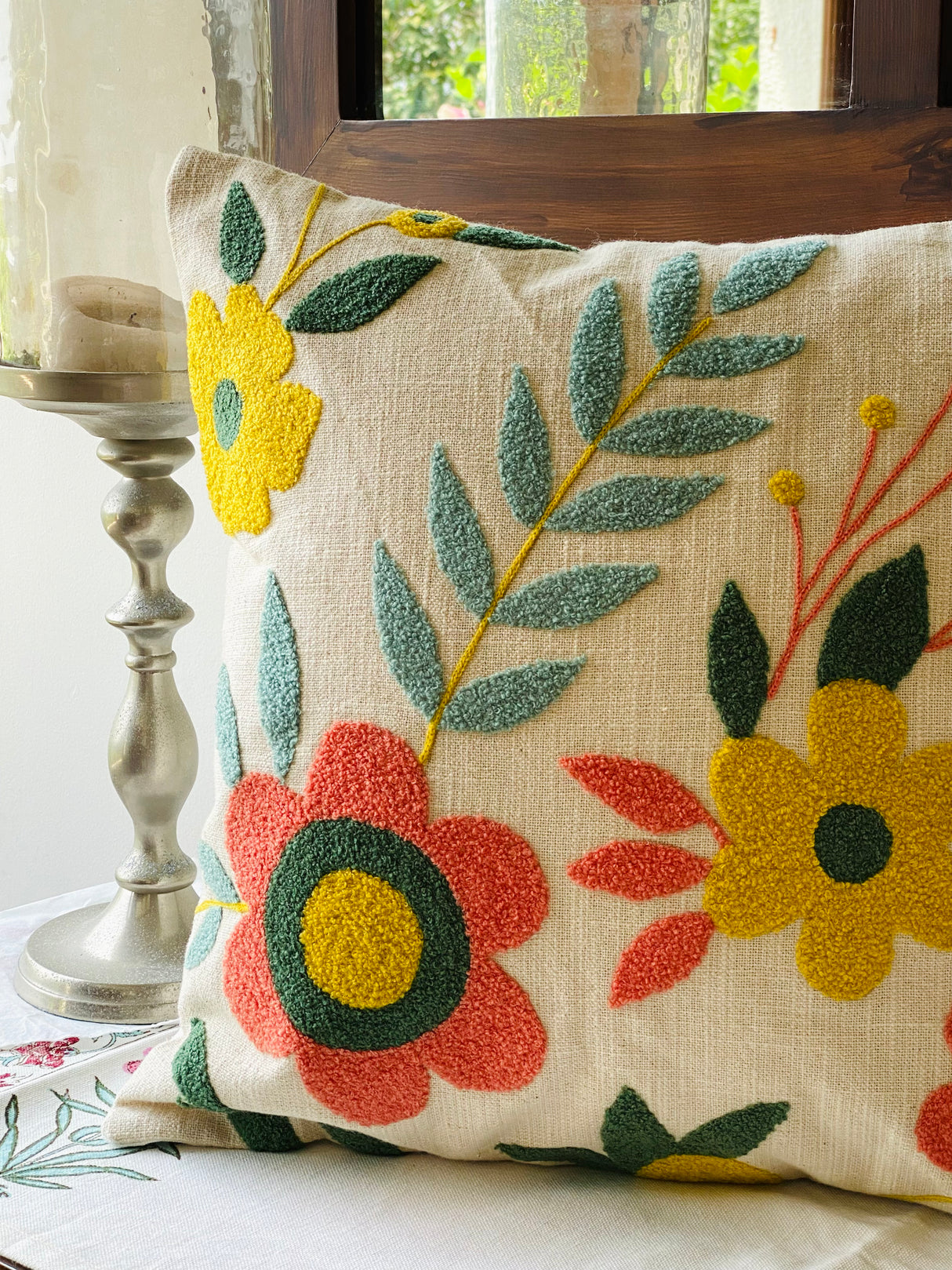 PREORDER Embroidered Cushion Cover- 16*16 inches (10-15 days dispatch time)