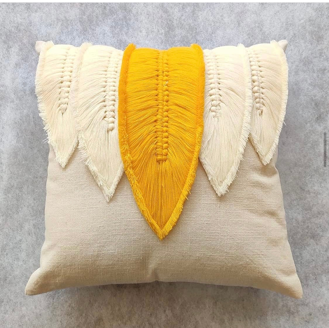 Embellished 5 feathers Cushion Cover- 18*18 inches
