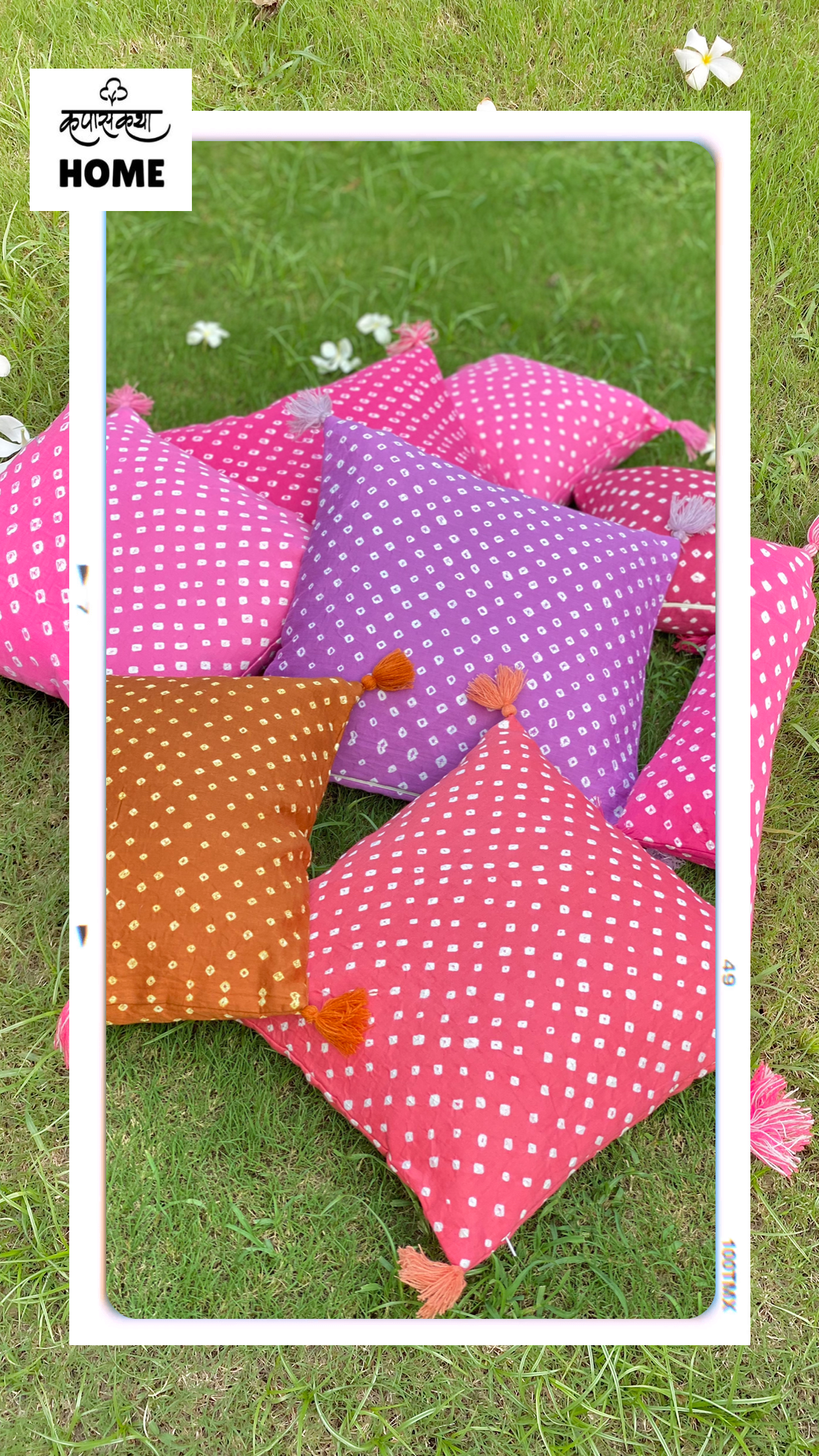 Pink (Shade 2) Bandhani Cotton 2 Cushion Cover Set- 18*18 inches