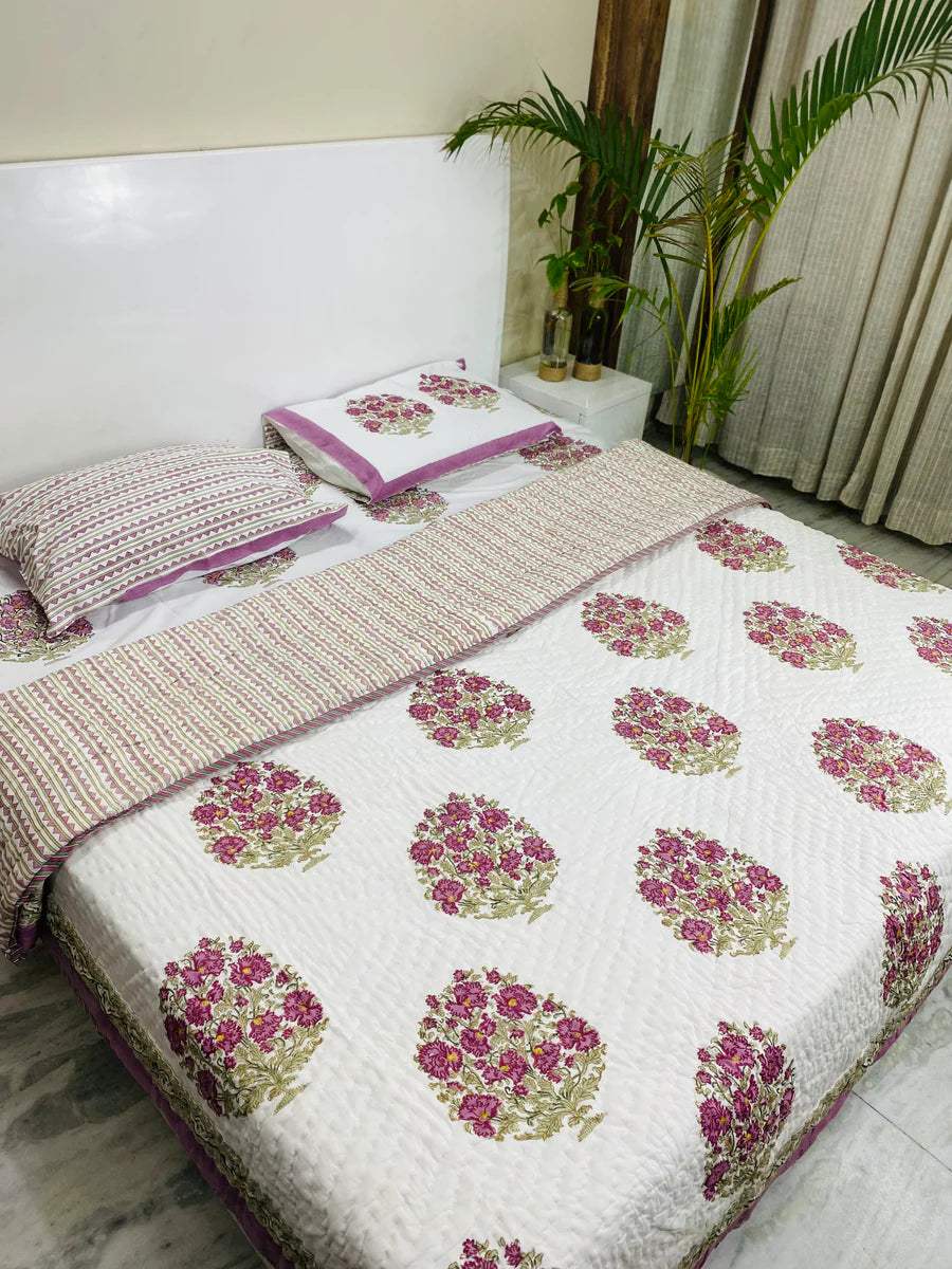 Blockprint Bedsheet & Quilt Set