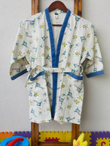 Animals Kids Bathrobe-Cotton Waffle Blockprint